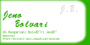 jeno bolvari business card